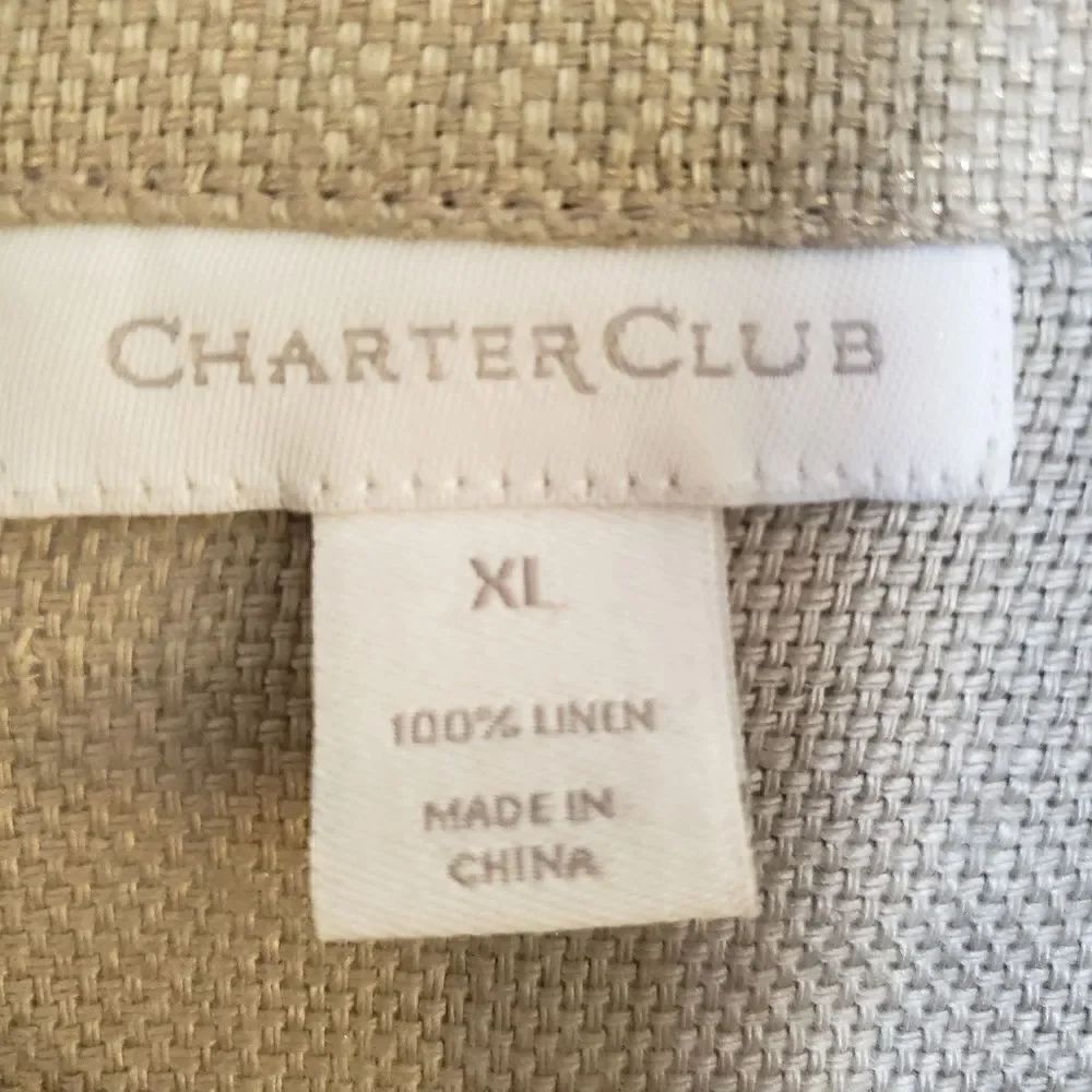 Charter Club Single Button Front Closure 100% Linen Jacket Size XL - Picture 6 of 7